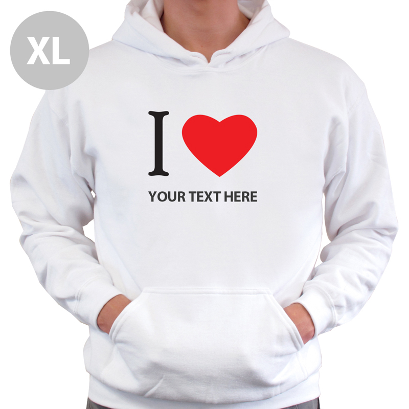 Personalized I Love (Heart) White Hoodies Extra Large Size