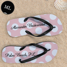 Design My Own Custom Name Light Pink Polka Dot Men Large Flip Flop Sandals