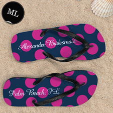 Design My Own Dot Navy Pink Personalized Monogrammed, Men Large Flip Flop Sandals