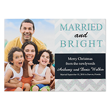 Personalized Glitter Married And Bright Personalized Photo Christmas Invitation Cards