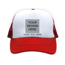 Custom Trucker Hat Square Image & Text, Red