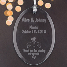 Personalized Laser Etched Love Birds Glass Ornament