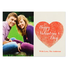 Real Glitter Love To Yours Personalized Photo Valentine Card, 5X7 Flat
