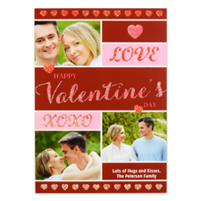 Doodle Hearts Personalized Photo Valentine Card, 5X7 Flat
