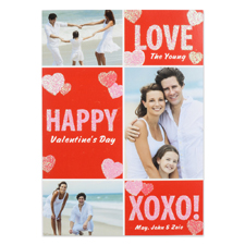 Real Glitter Candy Hearts Personalized Photo Valentine Card, 5X7 Flat