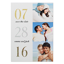 Glitter Collage For Two Personalized Photo Wedding Announcement Cards