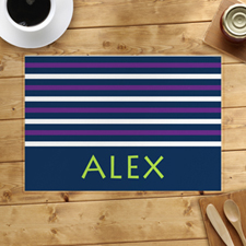 Navy White Purple Strip Personalized Placemat