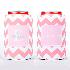 Pink Chevron Personalized Can Cooler