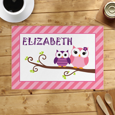 Pink Owl Personalized Placemat