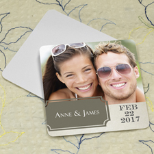 Grey Banner Personalized Photo Square Cardboard Coaster