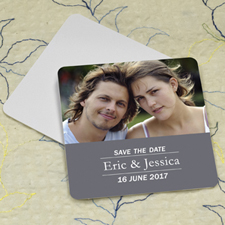 Grey Banner Personalized Photo Square Cardboard Coaster