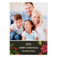 Floral Holiday Personalized Photo Christmas Card