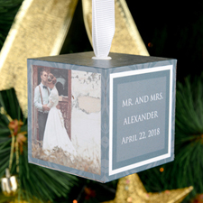 Wedding Personalized Wooded Photo Cube 2