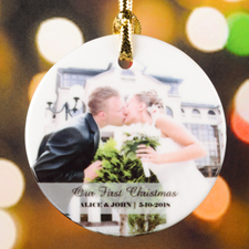 Our First Christmas Personalized Photo Porcelain Ornament