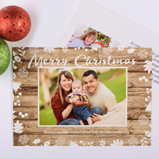 White Floral Personalized Photo Christmas Card