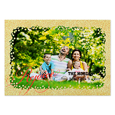 Rejoice Gold Glitter Personalized Photo Christmas Card 5X7