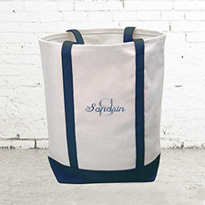 Name & Initial #1 Personalized Navy Canvas Tote Bag (Medium)