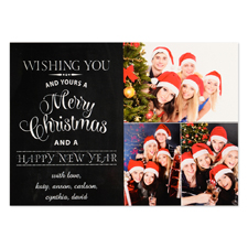 Merry Christmas Three Collage Personalized Photo Card