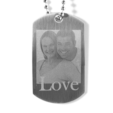 In Love Engraved Photo Dog Tag Necklace