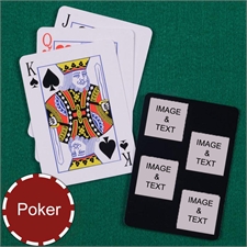 Personalized Poker Size Black Four Square Collage Photo Playing Cards