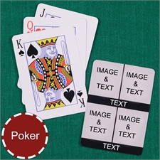Personalized Poker Size Black Four Collage Photo Playing Cards