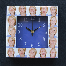 16 Collage Blue Face Personalized Clock
