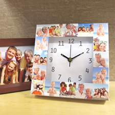 16 Collage White Large Face Photo Personalized Clock