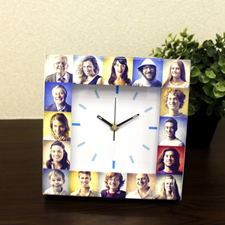 16 Collage White Face Personalized Clock