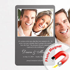 Personalized Grey Wedding Announcement Photo Fridge Magnets