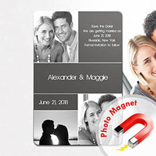 Create Save The Date Magnets, 3 Pictures Collage Grey