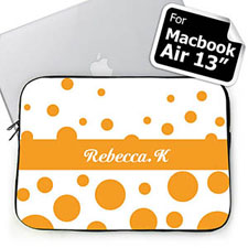 Custom Name Orange Retro Circles Macbook Air 13 Sleeve
