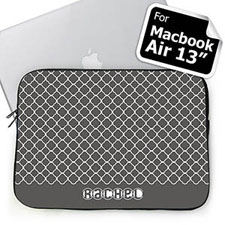 Custom Name Grey Quatrefoil Macbook Air 13 Sleeve
