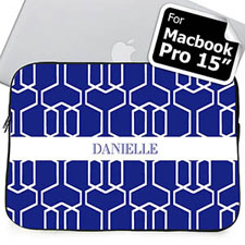 Custom Initials Blue Trellis Macbook Pro 15 Sleeve (2015)