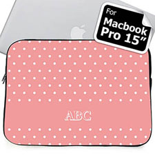 Custom Initials Pink Polka Dots Macbook Pro 15 Sleeve (2015)