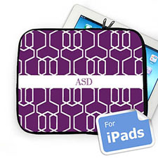 Custom Initials Purple Trellis Ipad Sleeve