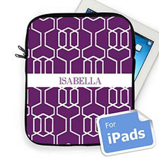 Custom Name Purple Trellis Ipad Sleeve