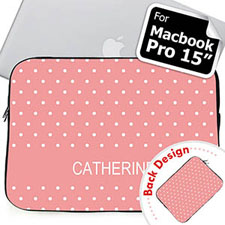 Personalized Both Sides Custom Initials Pink Polka Dots Macbook Pro 15 Sleeve (2015)