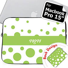 Customize 2 Sides Personalized Initials Lime Retro Circles Macbook Pro 15 Sleeve (2015)