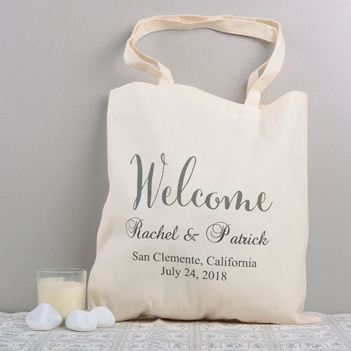 Welcome Personalized Wedding Cotton Tote Bag