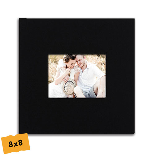 Black Linen Wedding Square Photo Book 8X8