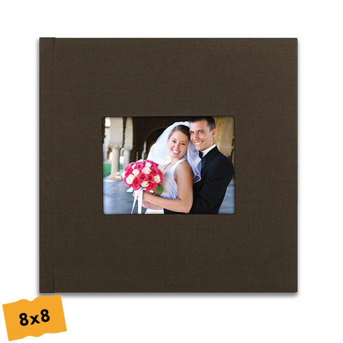 Brown Linen Wedding Square Photo Book 8X8