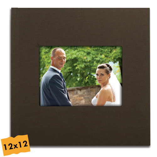 Personalized Brown Linen Wedding Square Photo Book 12X12