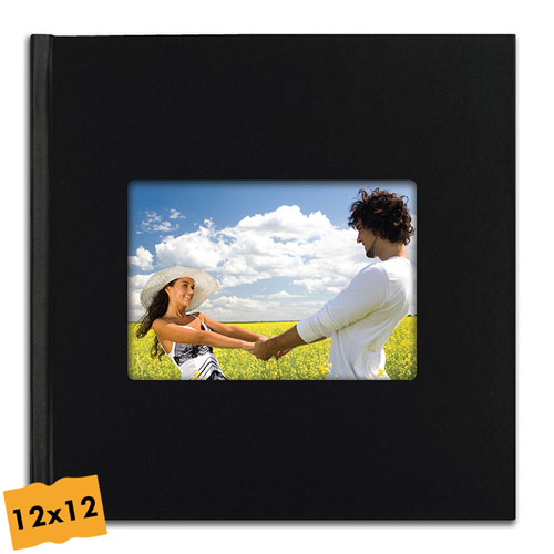 Personalized Black Leather Wedding Square Photo Book 12X12