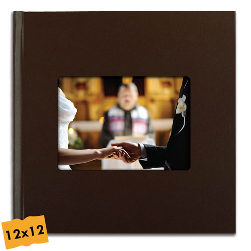 Personalized Brown Leather Wedding Square Photo Book 12X12