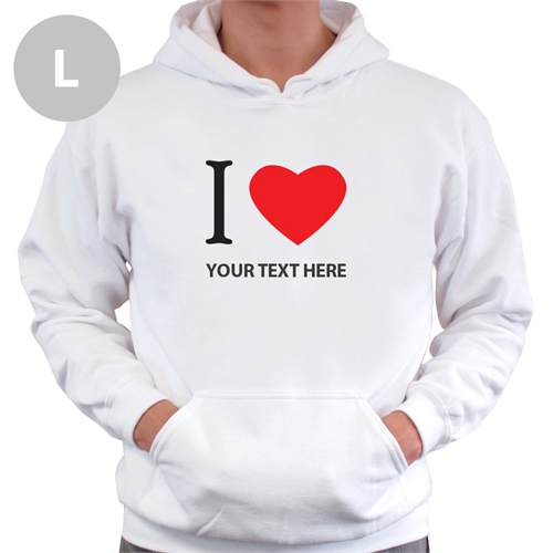 Personalized I Love Heart White Hoodies Large Size