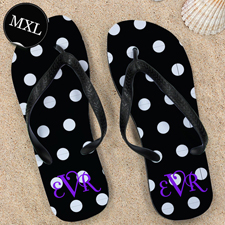 Weiße Punkte mit schwarzen Riemen Strandsandalen Herrn XL Zehentrenner