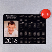 Personalisierter Kalendermagnet, Schwarz, gerundet
